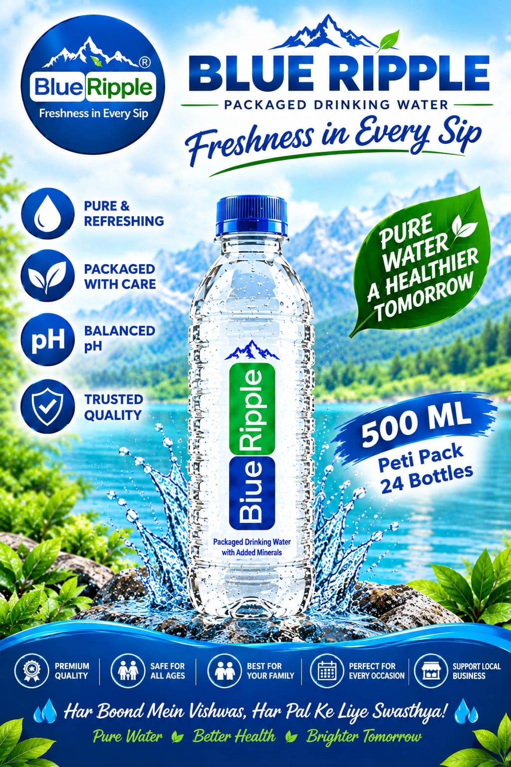 500 ML Peti Pack 24 Bottles — water delivery from Amrita traders water supply